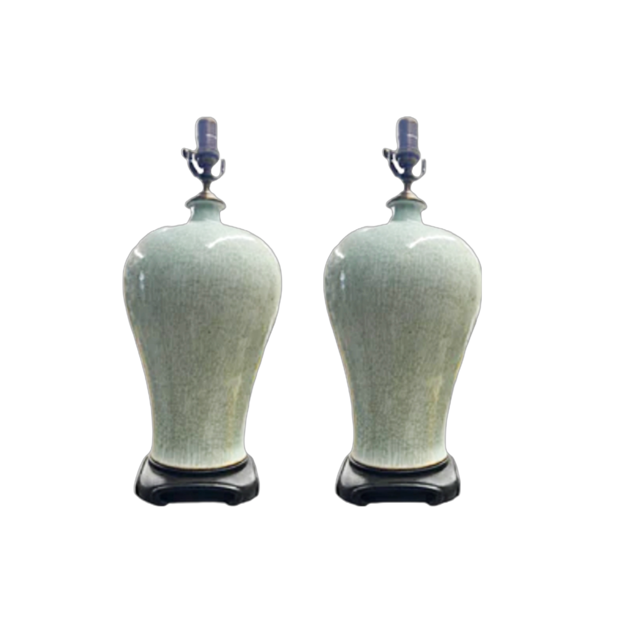 A Pair, Robins Egg Blue Porcelain Lamps