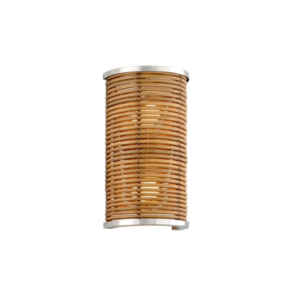 Rattan & Polished Stainless Steel Wall Sconce