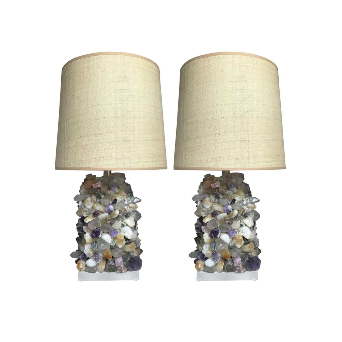 Pair of Vintage Amethyst And Rock Crystal Table Lamps