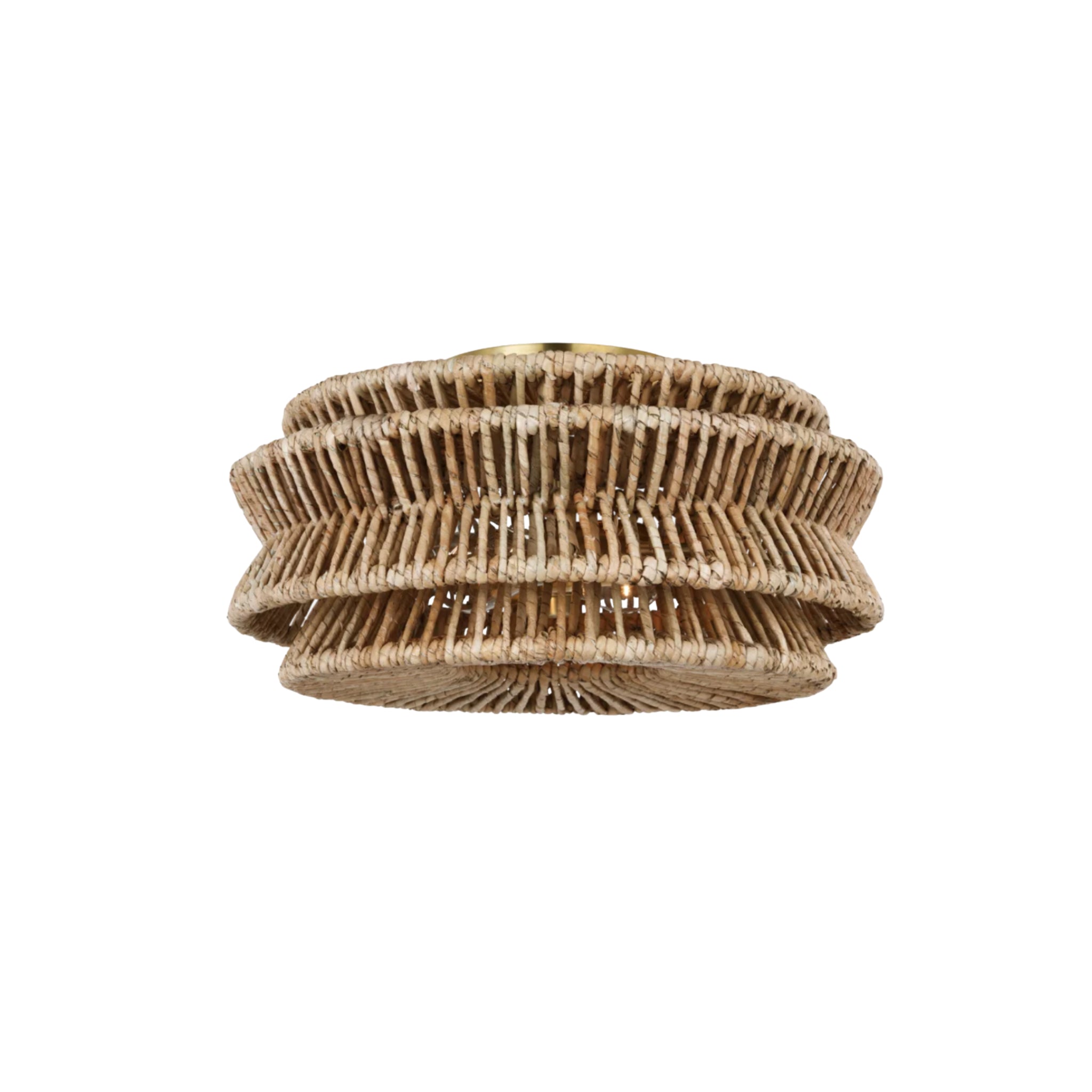 Antigua Brass & Abaca Large Drum Semi-Flush Mount