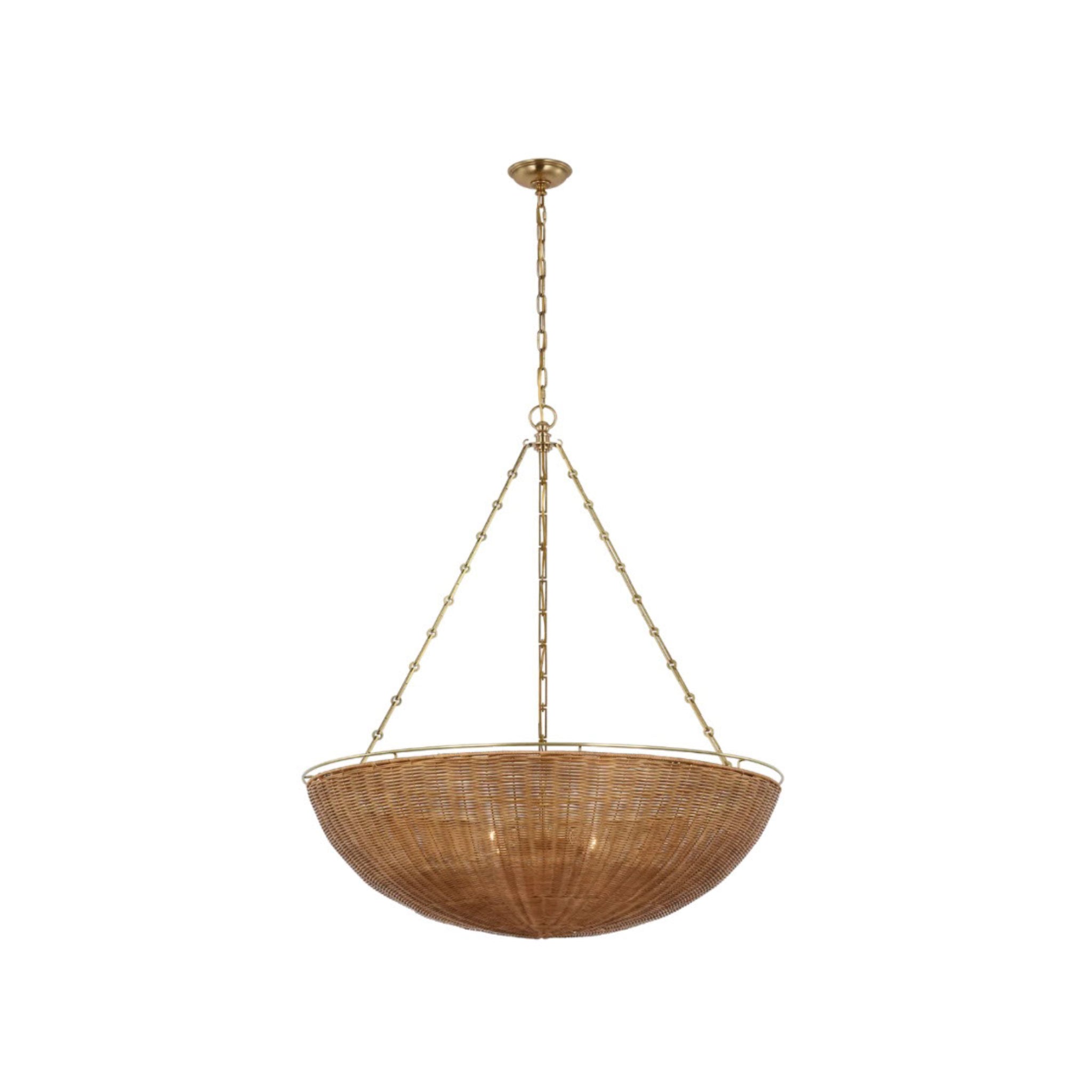 Clovis Wicker & Brass Chandelier