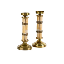 Vintage Bamboo & Brass Candle Holders
