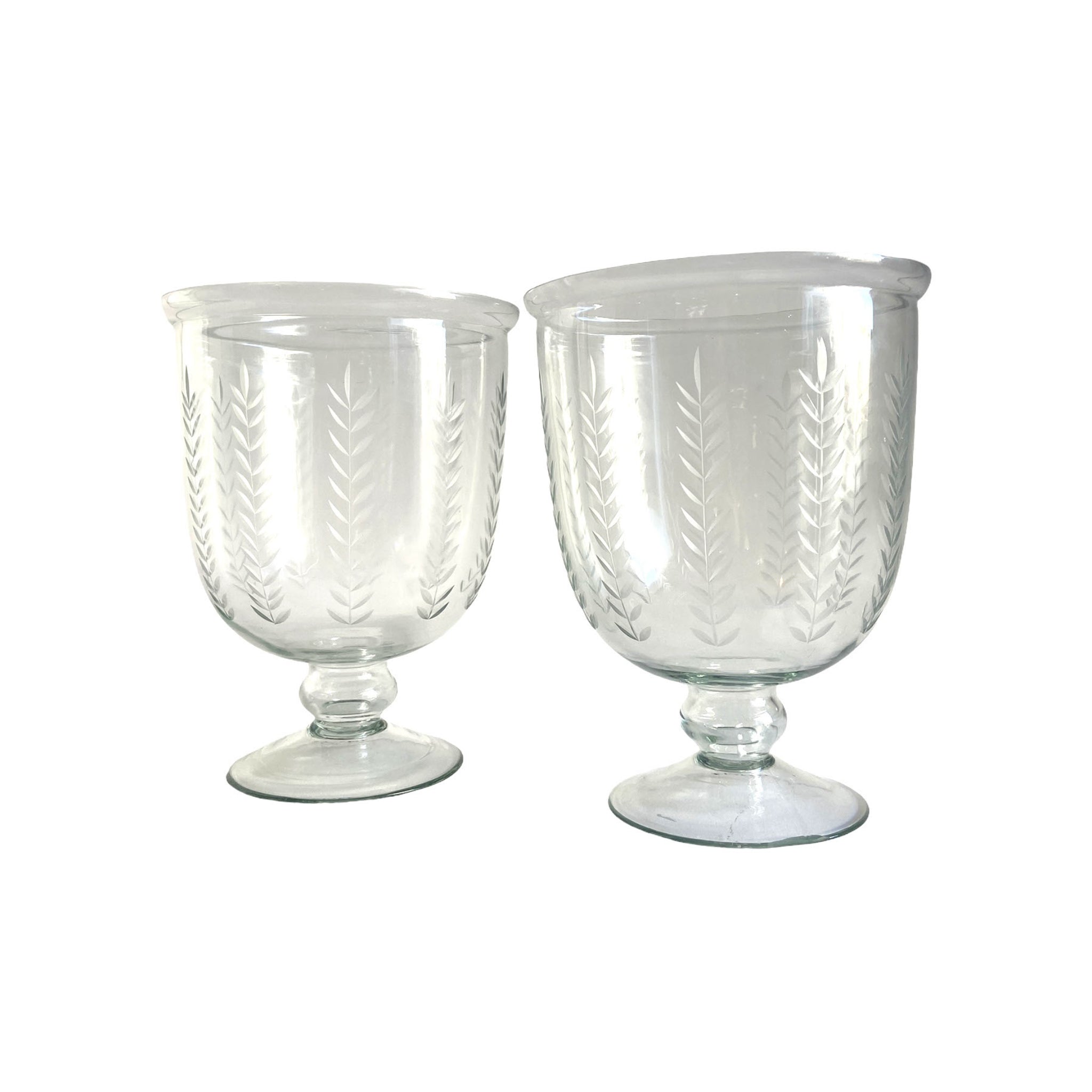 Pair of Medium Etched Leaf Hurricanes