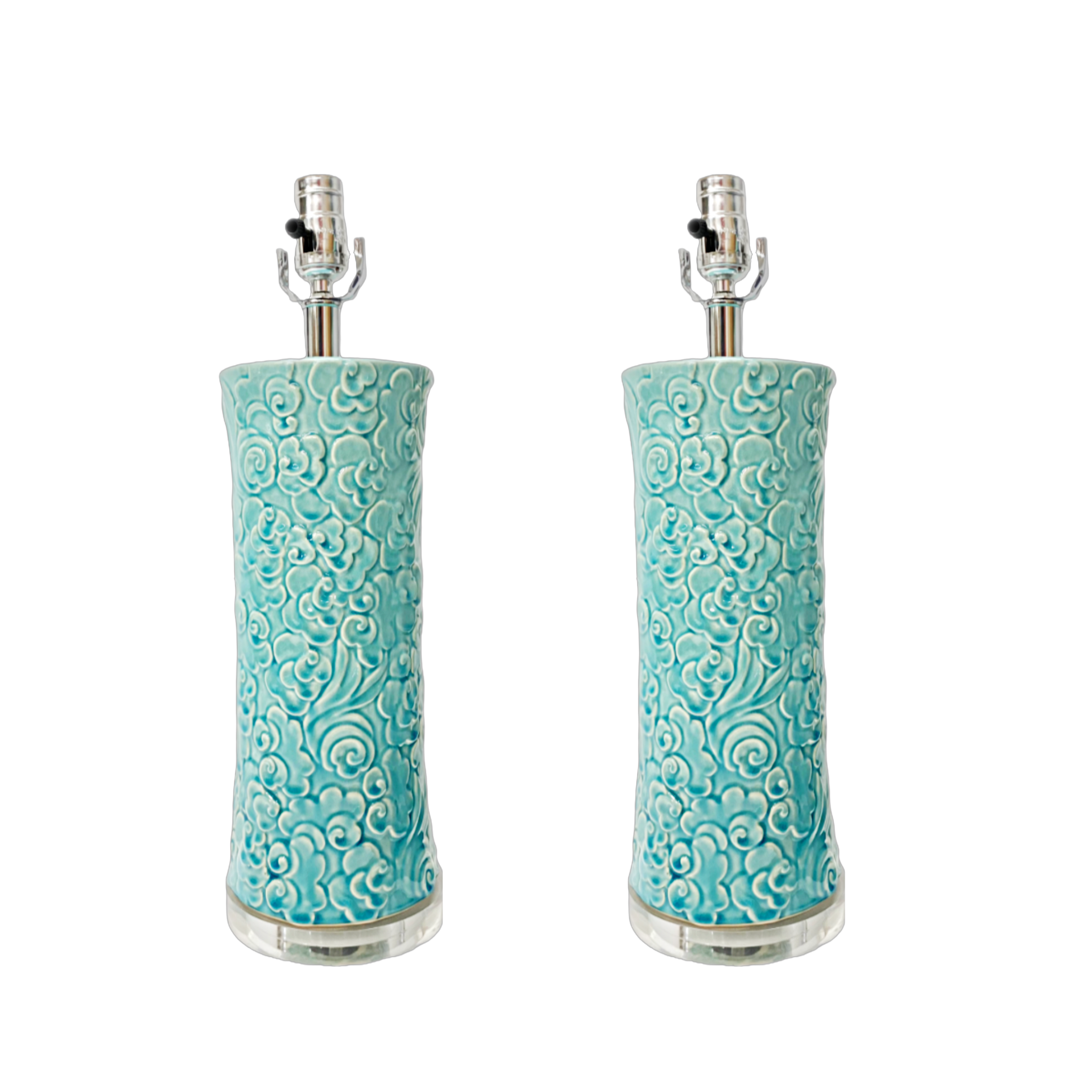 A Pair, Turquoise Glazed Ceramic Lamps