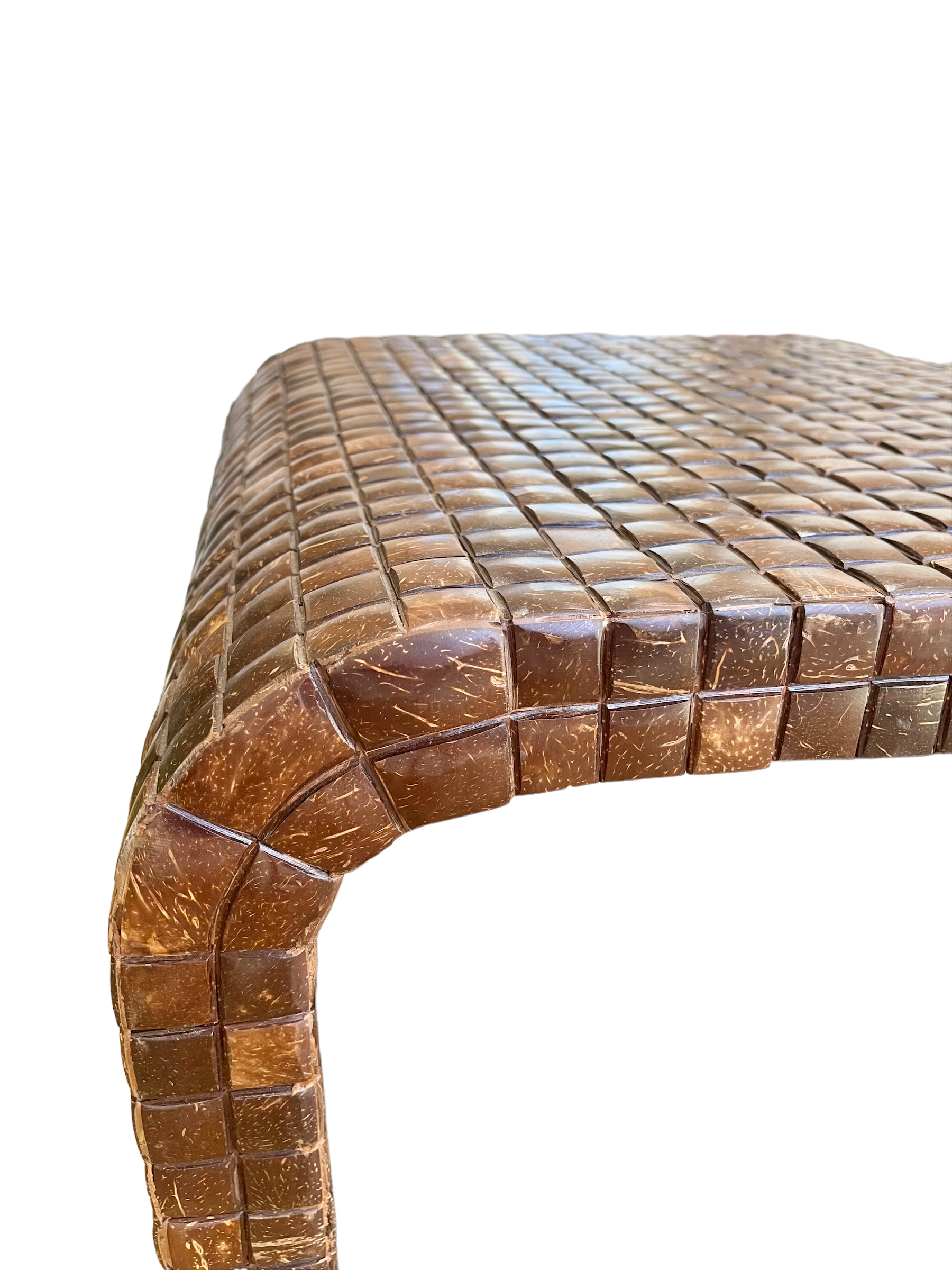 Vintage Tesselated Coconut Husk Side Table