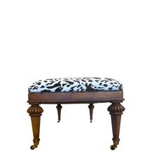 One of a Kind Find! Leopard Silk Velvet West Indies Mahogany Long Bench Ottoman