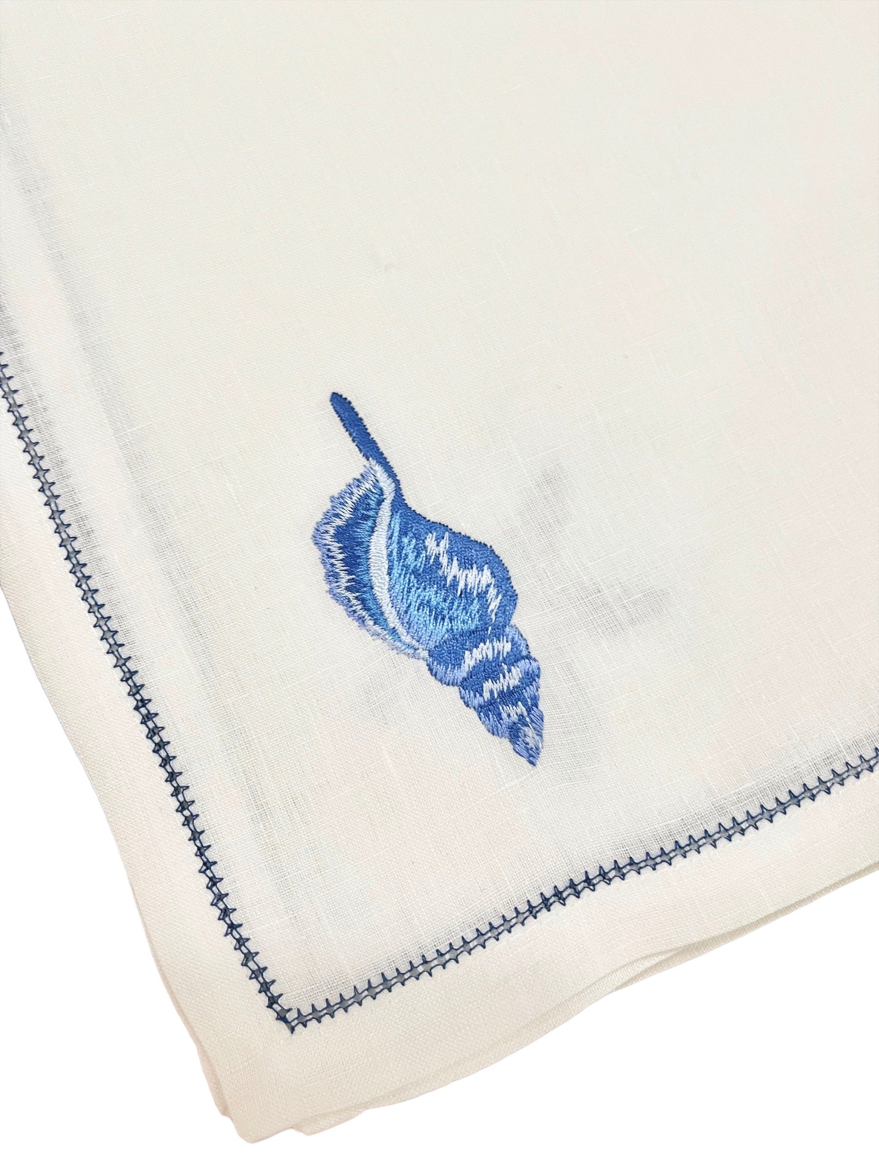Hand Embroidered Linen Marine Life Placemats, Set of 4