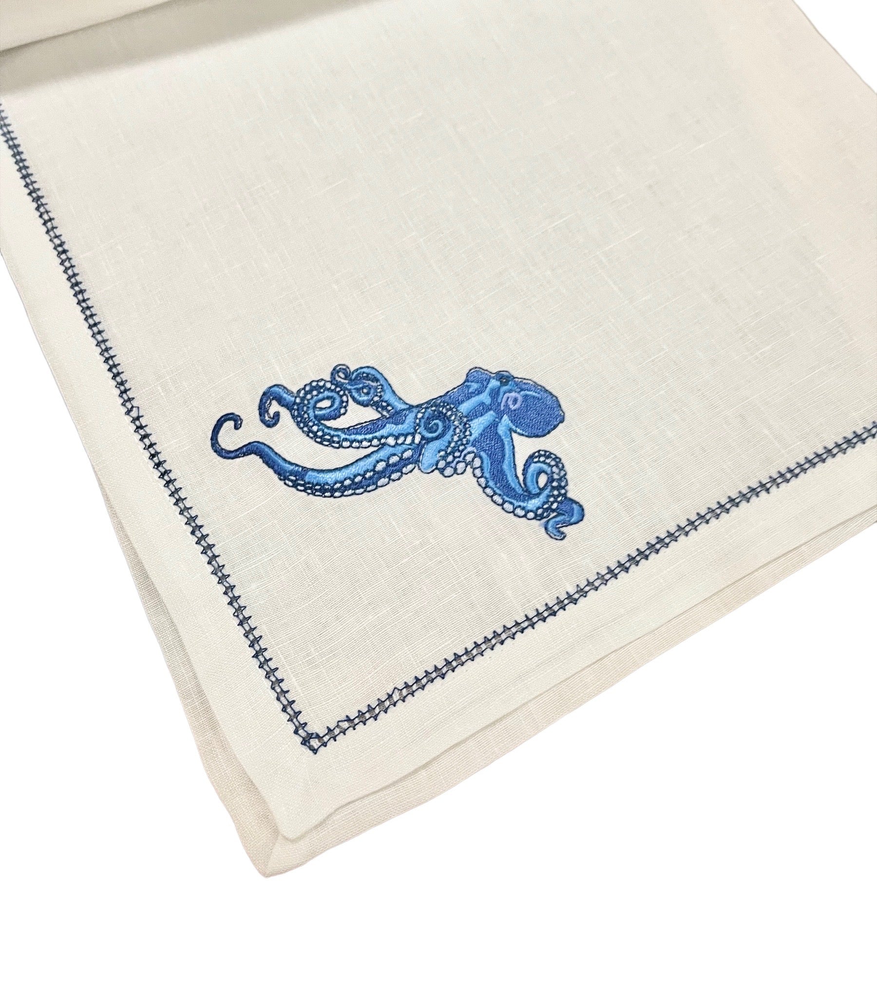 Hand Embroidered Linen Marine Life Placemats, Set of 4
