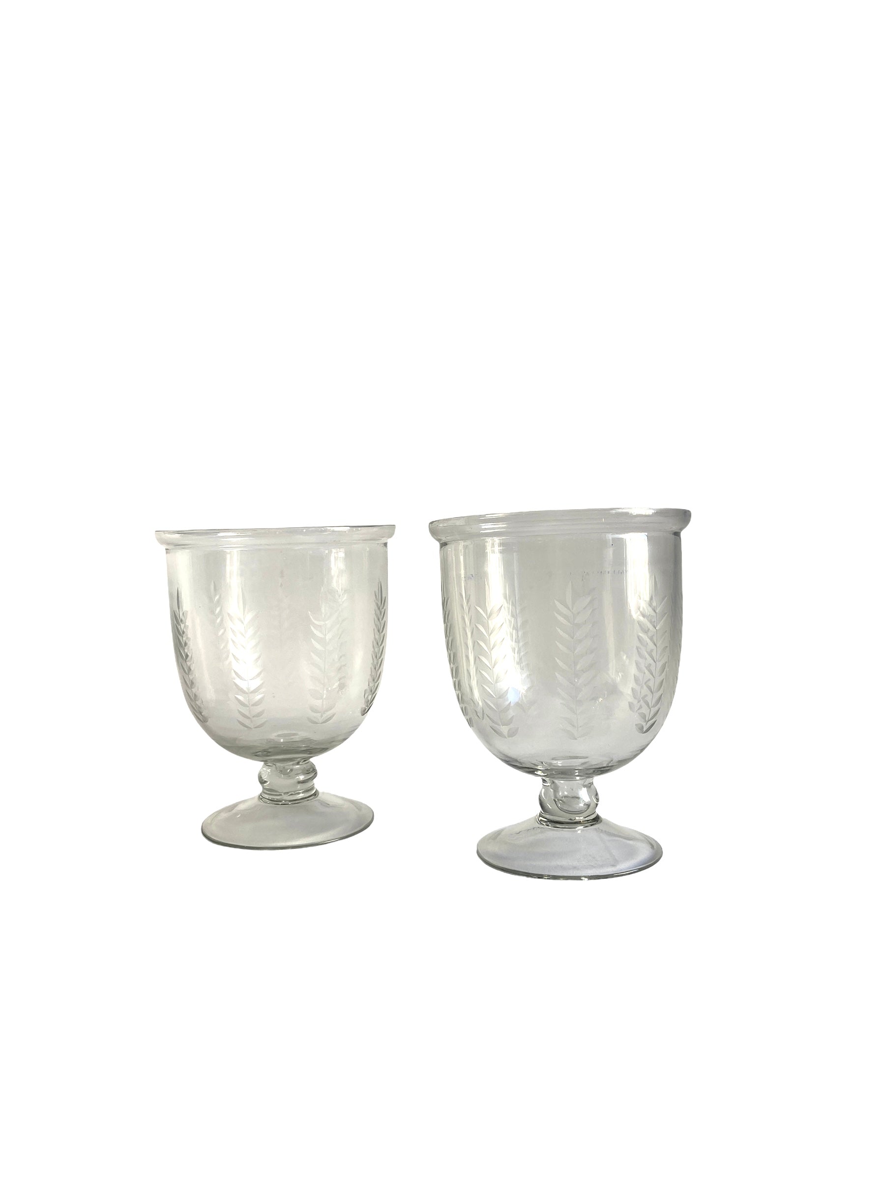 Pair of Small Etched Leaf Hurricanes