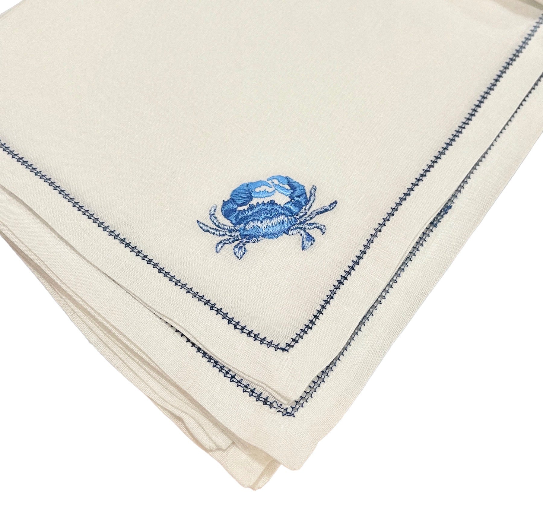 Hand Embroidered Linen Marine Life Placemats, Set of 4