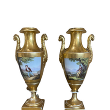 Pair of Vintage Sevres Porcelain & Gold Urns