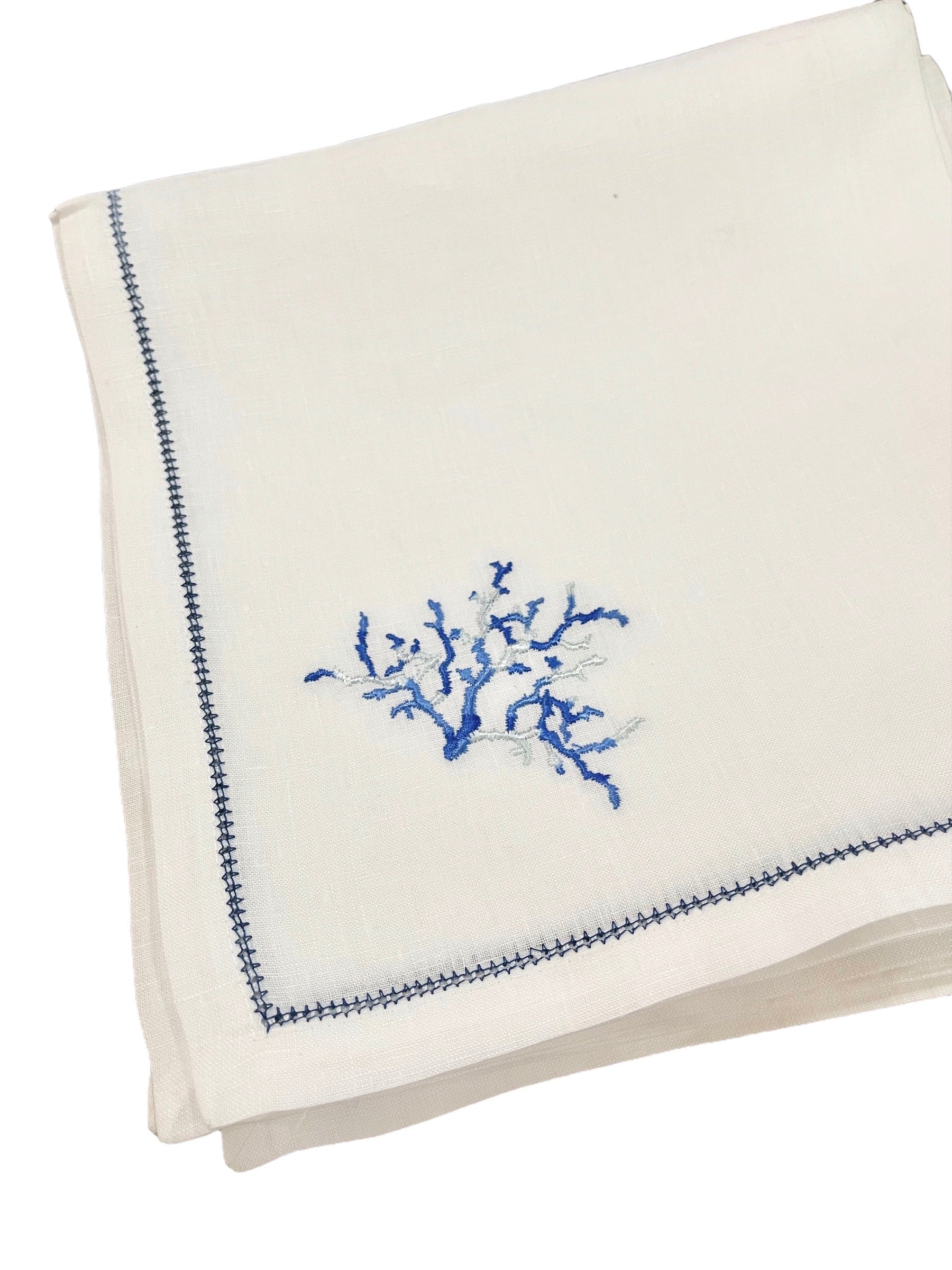 Hand Embroidered Linen Marine Life Placemats, Set of 4