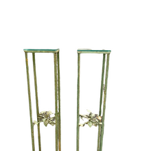 Pair of Vintage Celadon Painted Iron Plant Stands