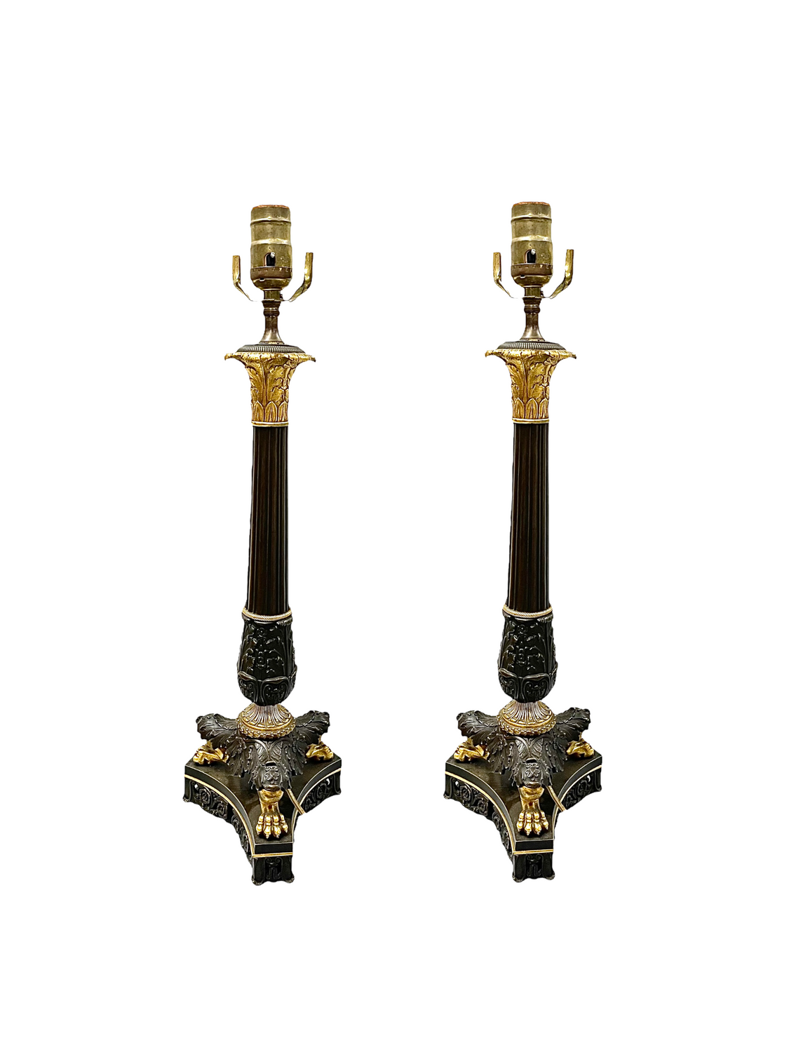 Empire Table Lamps in Black lacquer and Gold Leaf