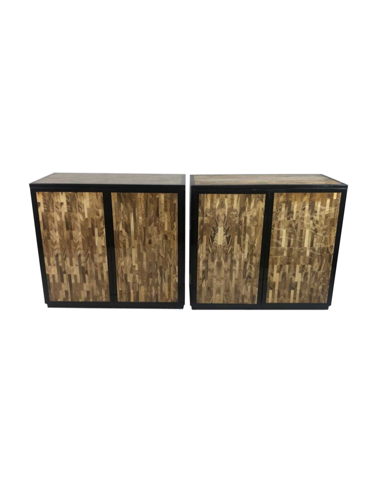 Pair of Maitland Smith Two Door Tessellated Cabinets