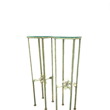 Pair of Vintage Celadon Painted Iron Plant Stands