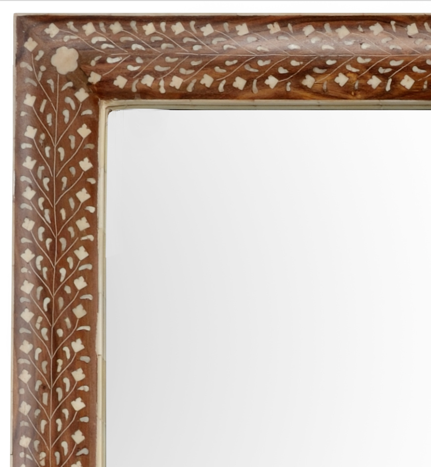 Teak & Cream Inlay Mirror