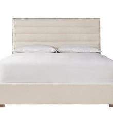 Ecru Performance Fabric Channel Tufted Upholstered Platform Bed