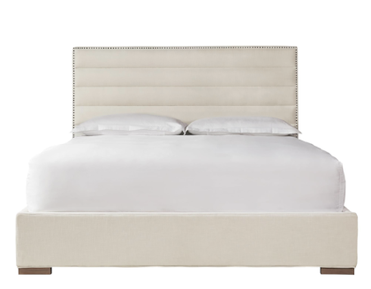 Ecru Performance Fabric Channel Tufted Upholstered Platform Bed