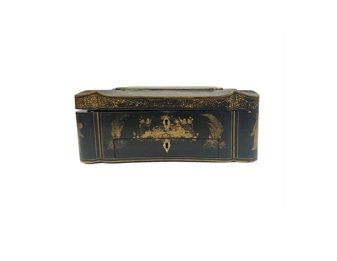 Antique Chinoiserie Black and Gold Lacquered Sewing Box – Danielle