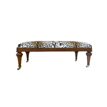 One of a Kind Find! Leopard Silk Velvet West Indies Mahogany Long Bench Ottoman