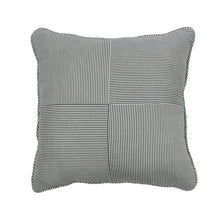 22" Midnight and Ivory Silk Wool Ticking Stripe Windmill Fabrication Pillow - Danielle D Rollins 
