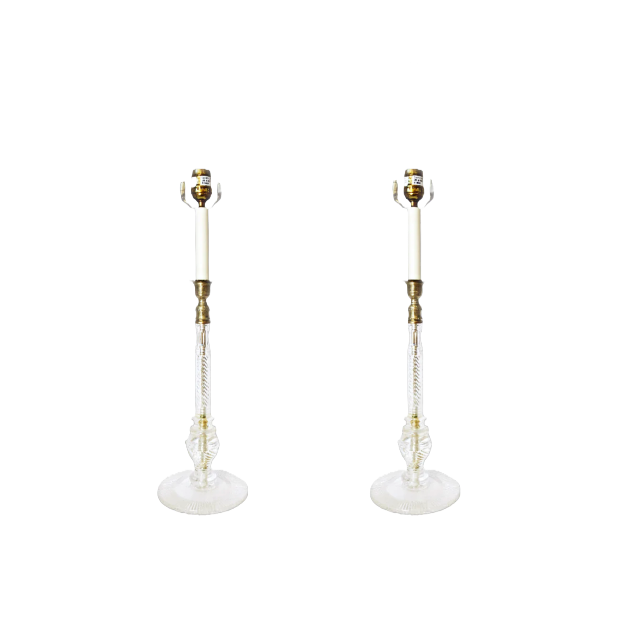 A Pair, Antique Hand Blown Crystal Table Lamps Attributed to Baccarat