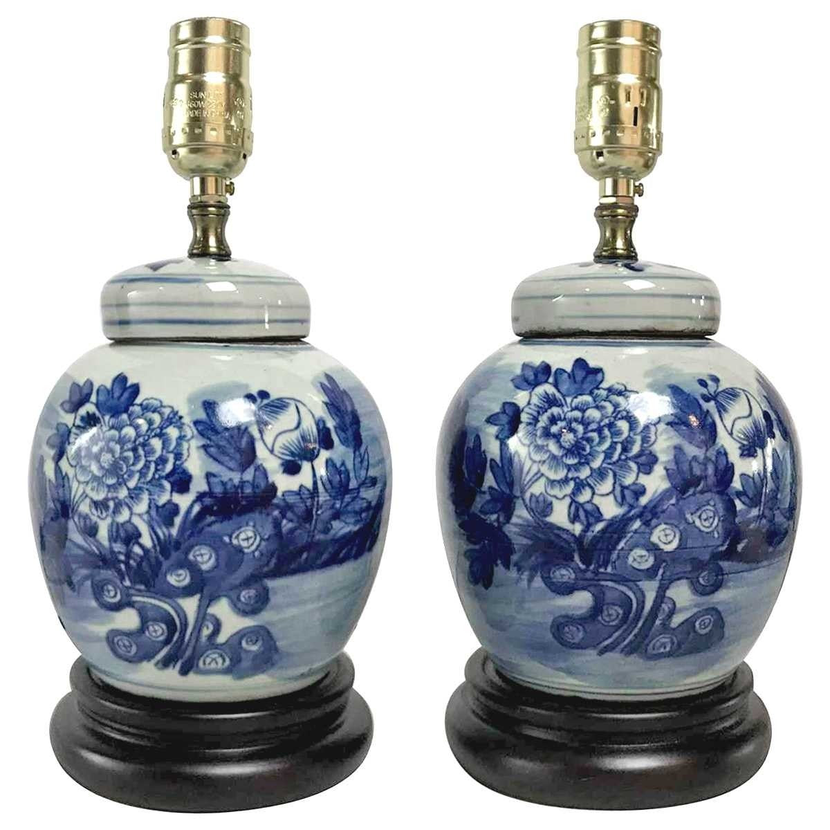A Pair, Vintage Diminutive Ginger Jar Lamps