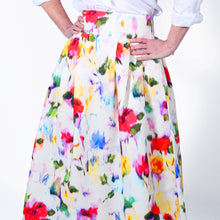 Cecil Skirt in Floral Warp Print Faille - Danielle D Rollins 