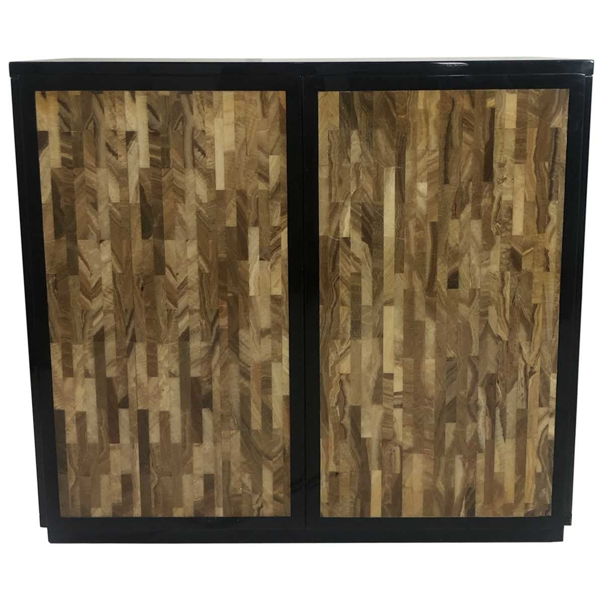 A Pair, Vintage Maitland Smith Two Door Tessellated Cabinets